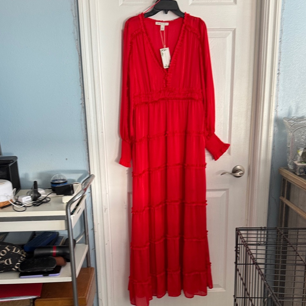 Chelsea & Violet Vibrant Red Long Sleeve Dress
